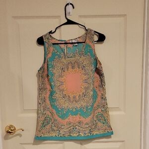 Paisley Print Sleeveless Top - Multicolor, Medium